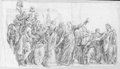 Infrarotreflektografie Plastisch ausgearbeitete Kreidezeichnung mit Figurenkomposition nach Reliefs im Treppenhaus des Konservatorenpalasts