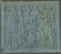 UV fluorescence photograph Procession of figures drawn in black chalk, with two rows of figures of different ages closely spaced in the foreground and background, from the southern frieze of the Ara Pacis