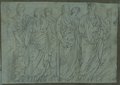 UV fluorescence photograph Procession of figures with two rows of figures closely spaced in the foreground and background from the north frieze of the Ara Pacis, drawn in black chalk