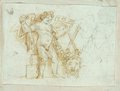 Infrarot-Falschfarben-Aufnahme Rötelzeichnung eines Reliefs mit zwei Eroten und Fackeln, Girlande und Maske aus der Villa Doria Pamphili