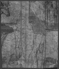 UV-Reflektografie Fragment einer Vorzeichnung mit Rötel für einen ägyptisierenden Kamin mit angeschnittener Ganzkörperfigur und Tierkopf