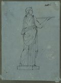 UV fluorescence photograph Pen and chalk drawing of a female robed figure in profile view from the Mattei Collection