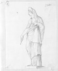 Infrared reflectance photograph Washed pen and chalk drawing of a standing Hygieia in side view, from the Mattei Collection