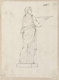 Visible reflectance photograph Pen and chalk drawing of a female robed figure in profile view from the Mattei Collection