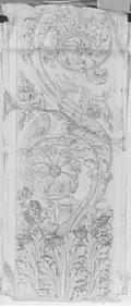 Infrarotreflektografie Senkrecht aufsteigendes Wellenrankenrelief in der Villa Medici (Medici-Ranke) mit Rötel gezeichnet