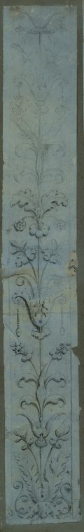 UV fluorescence photograph Floral pilaster relief, drawn with black chalk