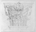 Infrarotreflektografie Kapitell mit geflügelten Genien, Girlande und Adler aus dem Palazzo Massimo in Rötel über schwarzer Kreide gefertigt