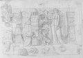 Infrarotreflektografie Mit Rötel sehr detailreich gezeichnetes Relief mit geflügelter Viktoria und zahlreichen Trophäen aus der Domus Flavia auf dem Palatin