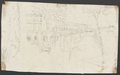 Auflichtaufnahme Fragment einer mit schwarzer Kreide gezeichneten Vedute vom Garten der Villa d’Este in Tivoli mit Terrassen, Treppen und Brunnen-Anlagen