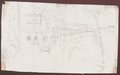 Infrarot-Falschfarben-Aufnahme Fragment einer mit schwarzer Kreide gezeichneten Vedute vom Garten der Villa d’Este in Tivoli mit Terrassen, Treppen und Brunnen-Anlagen