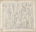 Visible reflectance photograph Procession of figures drawn in black chalk, with two rows of figures of different ages closely spaced in the foreground and background, from the southern frieze of the Ara Pacis