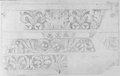 Infrared reflectography. Red chalk and chalk drawing of three sections of foliage and palmette friezes from the Domus Flavia on the Palatine, arranged one below the other