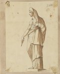 UV false-colour photograph Washed pen and chalk drawing of a standing Hygieia in side view, from the Mattei Collection