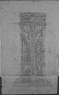 UV reflectance photograph Top view of richly ornamented Apollo’s tripod with snake drawn in black chalk, graphite and red chalk