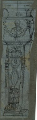 UV fluorescence photograph Black chalk drawing of chimney pillar decorated with figures