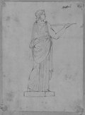 UV reflectance photograph Pen and chalk drawing of a female robed figure in profile view from the Mattei Collection