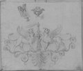 UV reflectance photograph Details drawn in black chalk, including two axisymmetrically placed griffins, of the breastplate from the colossal statue of Mars Ultor in the Capitoline Museums.