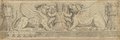 UV-Falschfarben-Aufnahme Schwarze Kreidezeichnung eines Frieses mit einem Mann zwischen zwei gehörnten und geflügelten Löwen aus der Domus Flavia auf dem Palatin
