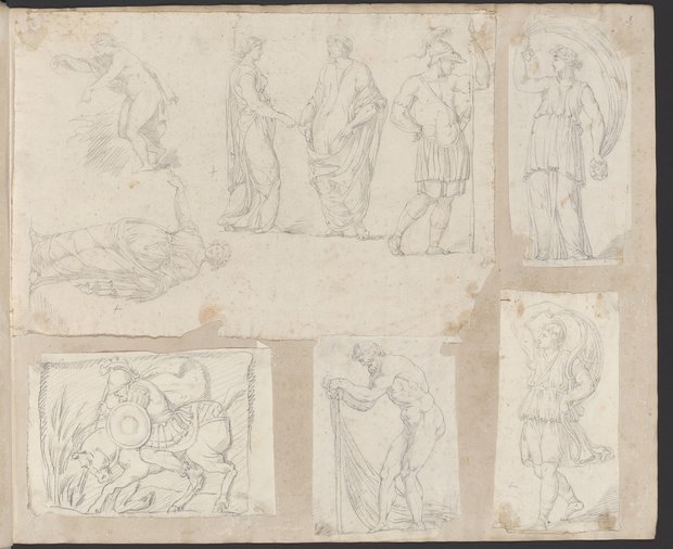 Visible reflectance photograph Various single figure studies, depiction of Marcus Curtius