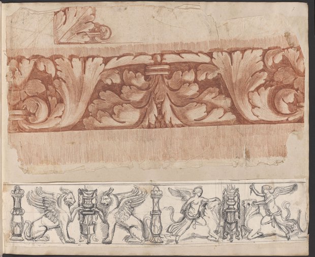 Visible reflectance photograph  Frieze with leaf motif and frieze with griffins, candelabra and Victories