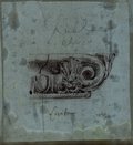 UV fluorescence photograph Red chalk drawing of an Etruscan capital above and below with annotations in Giovanni Battista Piranesi's handwriting