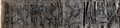 Streiflicht-Aufnahme Schwarze Kreidezeichnung eines Frieses mit Greifen, opfernden Viktorien und Kandelabern aus der Domus Flavia auf dem Palatin