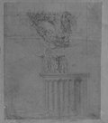 UV reflectance photograph Upper end of a fluted column shaft and the left half of a capital with winged genius, garland and eagle from the Palazzo Massimo