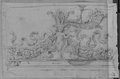 UV-Reflektografie Aldobrandini-Relief mit Eros, Fruchtgirlanden und Füllhörnern, mit schwarzer Kreide gezeichnet