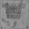 UV-Reflektografie Rötel- und Kreidezeichnung eines Kapitells aus der Hadriansvilla in Tivoli sowie Detailstudien