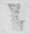 Infrared reflectance photograph Upper end of a fluted column shaft and the left half of a capital with winged genius, garland and eagle from the Palazzo Massimo