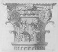 Infrarotreflektografie Detailreiche Kreidezeichnung eines Kompositkapitells aus den Farnesischen Gärten auf dem Palatin