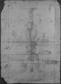 UV reflectance photograph Drawing in chalk, graphite and red chalk of the so-called Newdigate candelabra with rich ornamental decoration, birds and many figures