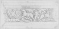Infrarotreflektografie Rötelzeichnung eines Rankenreliefs mit Eros zwischen Löwe und Hirschkuh auf einer Soffitte aus den Farnesischen Gärten auf dem Palatin