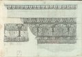 Infrarot-Falschfarben-Aufnahme Schwarze Kreidezeichnunge eines Gesimses mit Akanthus-, Perlstab- und Eierstabfries vom Sockel der Trajanssäule